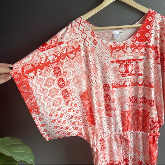 Koy Women Orange and White Swimsuit Beach Pool Cover Up Dress - Picture 2 of 7